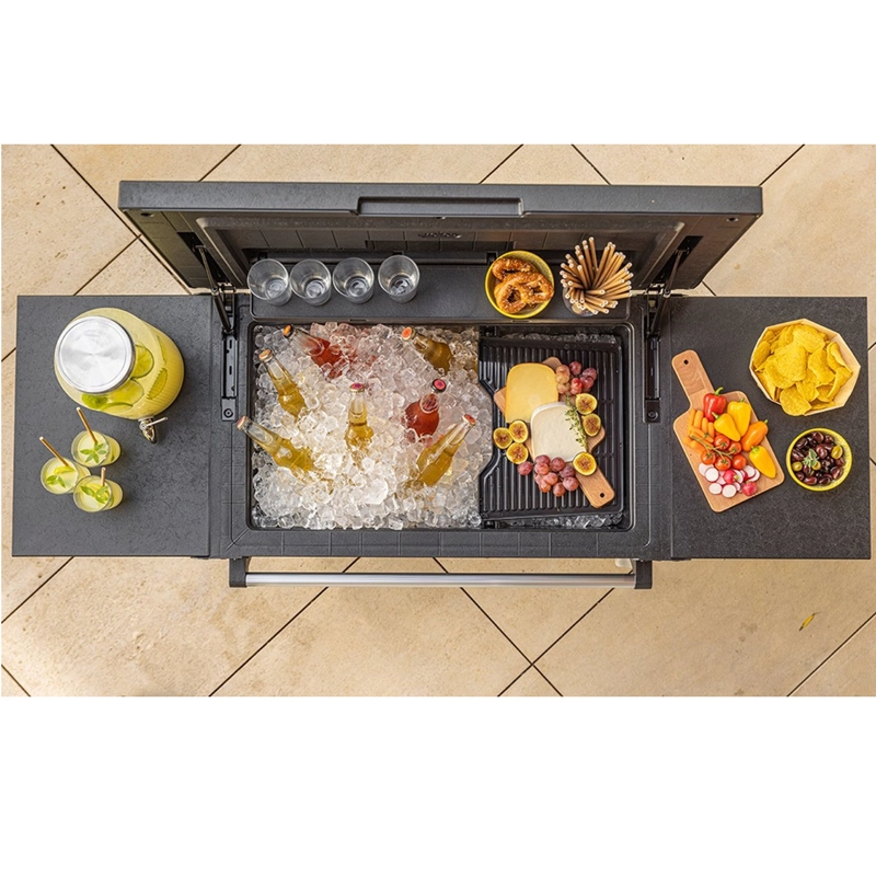 MESA AUXILIAR ASADOR DE JARDIN COOLER BEVERAGE GRAFITO - 2
