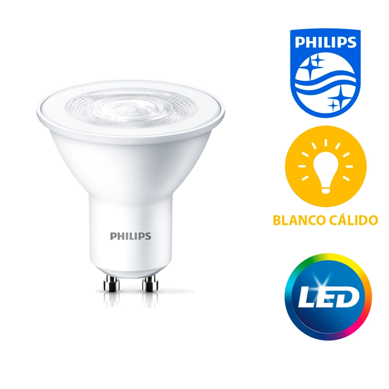 PACK 6 AMPOLLETAS LED PHILIPS GU10 3.8W LUZ CALIDA - 2