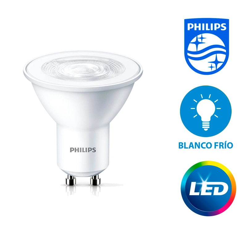 PACK 6 AMPOLLETAS LED PHILIPS GU10 3.8W LUZ FRIA - 2