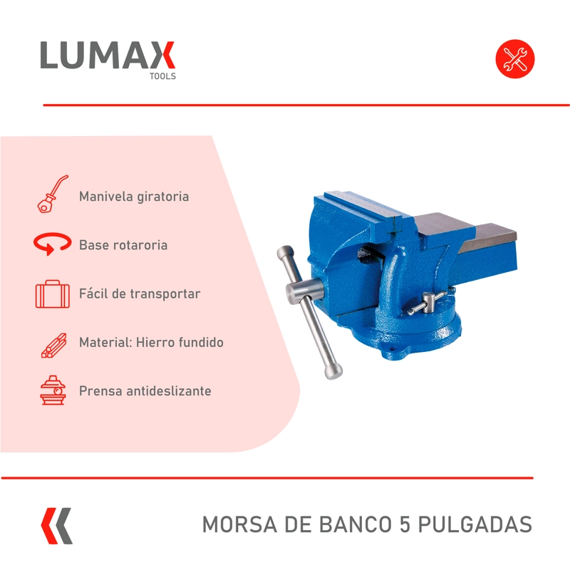 MORSA PRENSA TORNILLO DE BANCO LUMAX 5 PULGADAS - 2