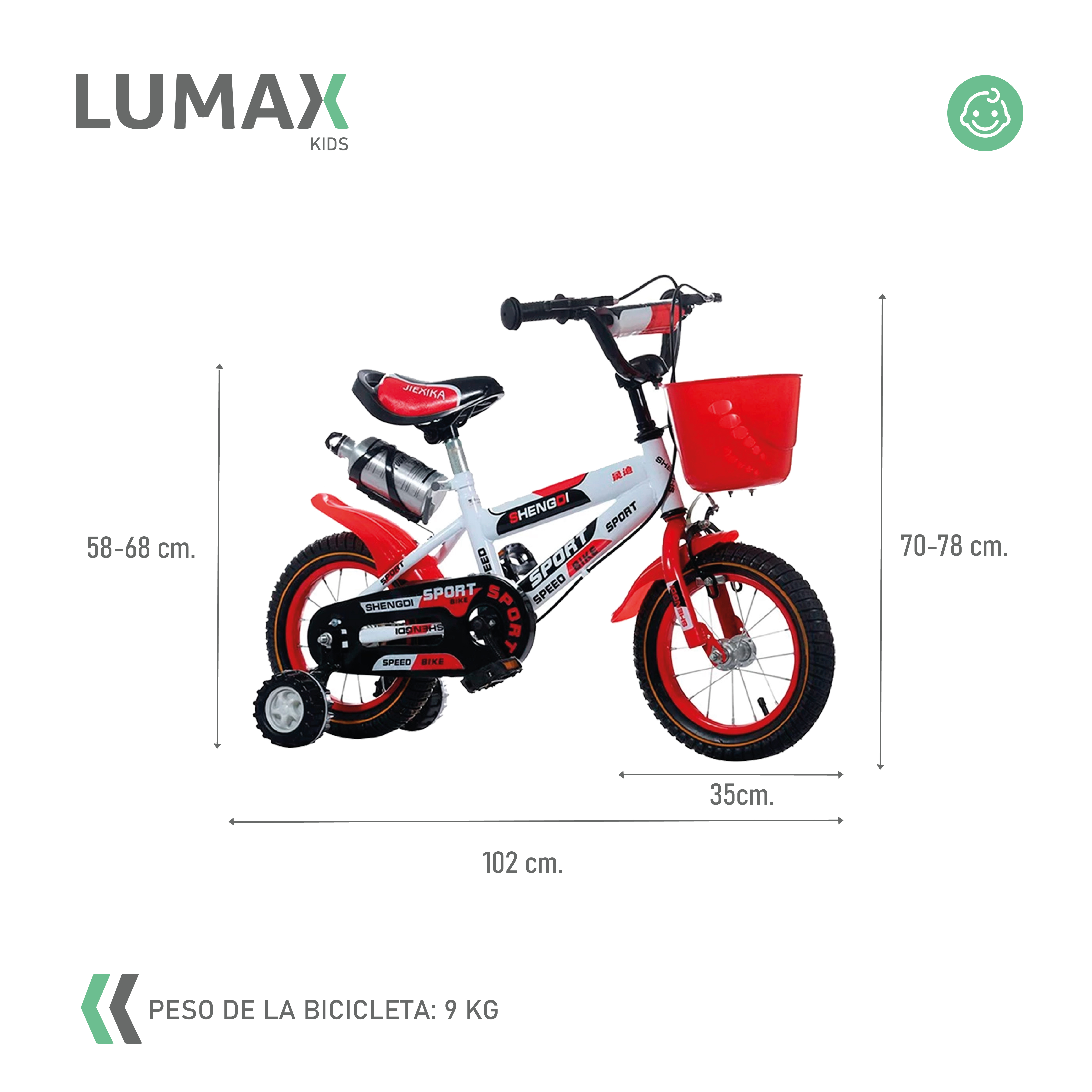 BICICLETA ARO 14 INFANTIL LUMAX COLORES A ELECCION - 3