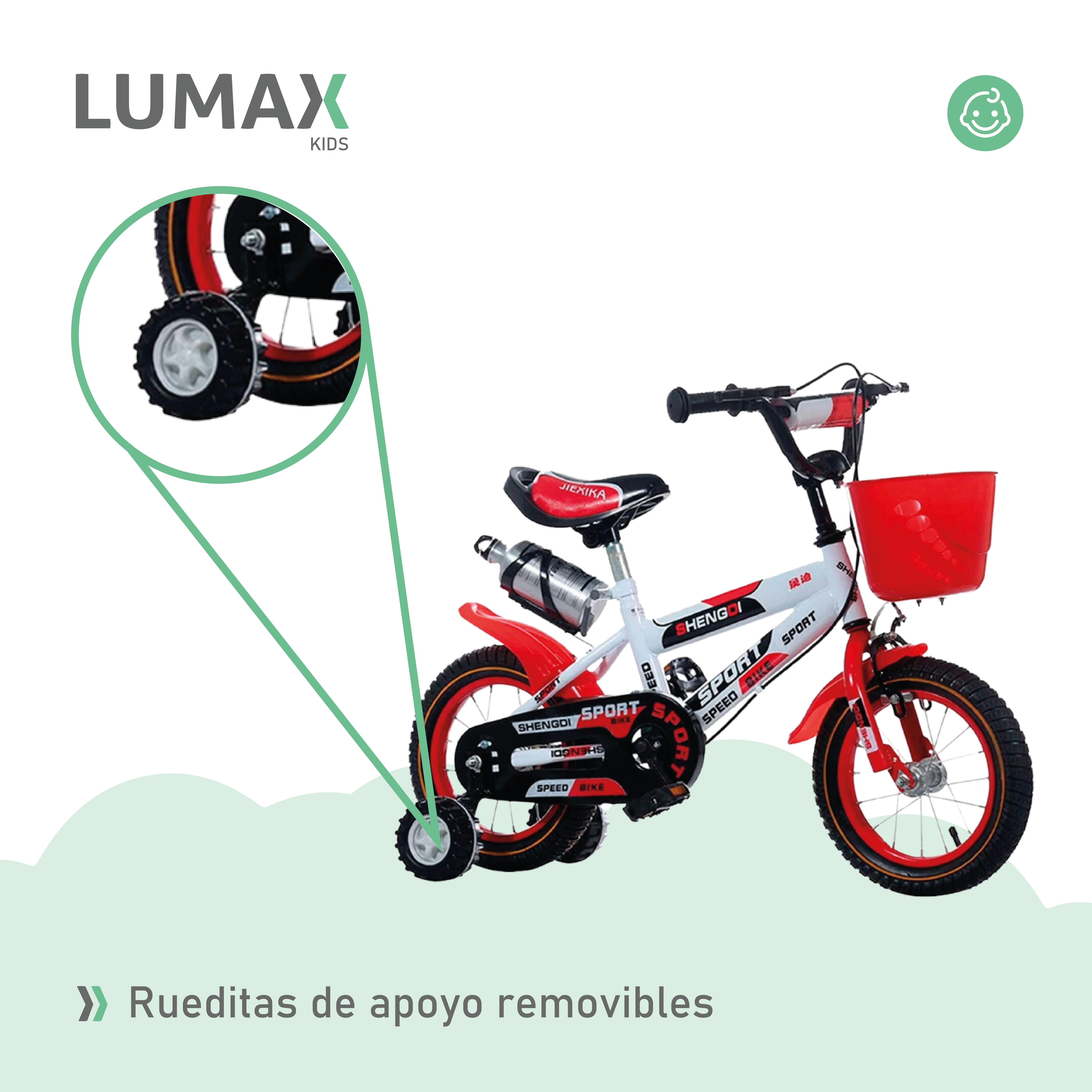 BICICLETA ARO 14 INFANTIL LUMAX COLORES A ELECCION - 6