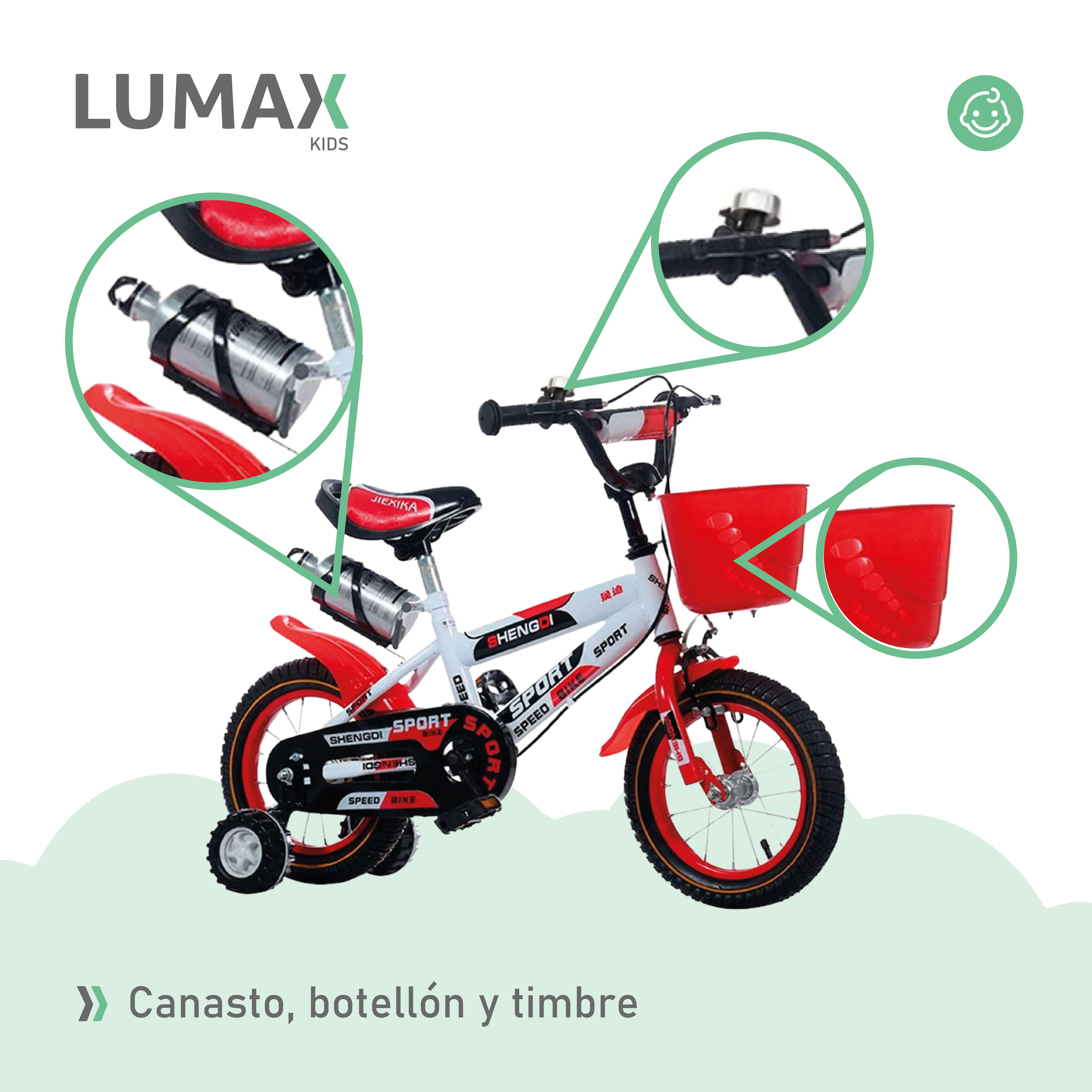 BICICLETA ARO 14 INFANTIL LUMAX COLORES A ELECCION - 7