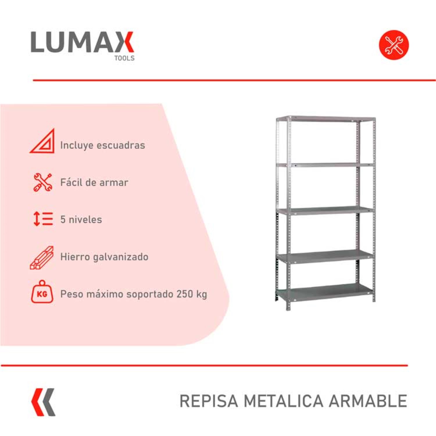 EXHIBIDOR REPISA METALICA ARMABLE 120X60X200 - 2