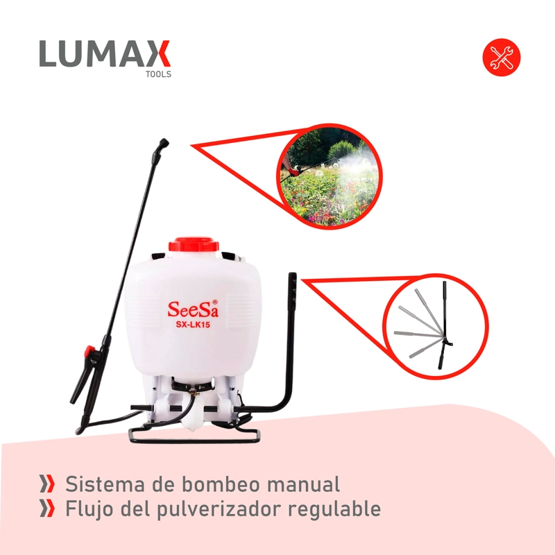 FUMIGADORA DE ESPALDA MANUAL 15 LTS PULVERIZADORA - 5
