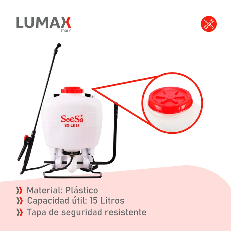 FUMIGADORA DE ESPALDA MANUAL 15 LTS PULVERIZADORA - 7