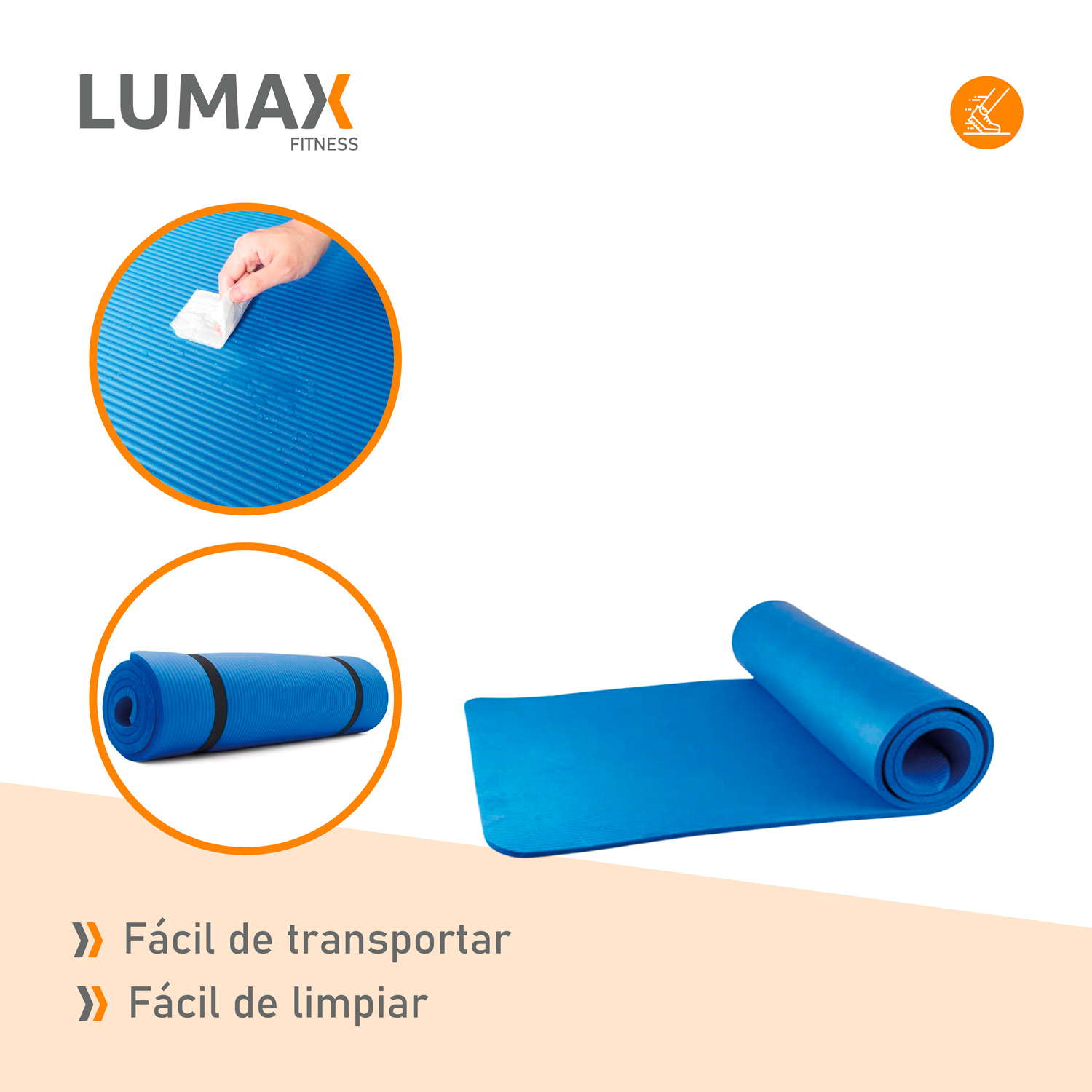 COLCHONETA MAT YOGA PILATES EJERCICIO 10 MM AZUL - 6
