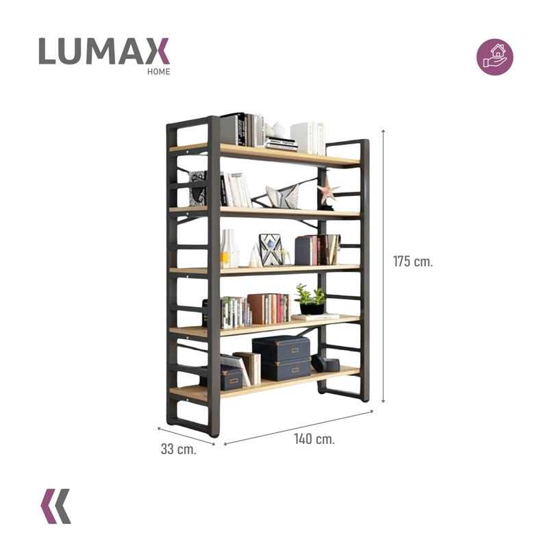 ESTANTE EXHIBIDOR BIBLIOTECA 5 NIVELES CON REPISA 175X33X140 - 3
