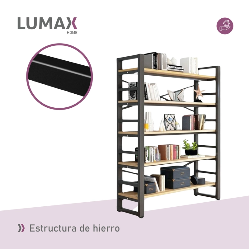 ESTANTE EXHIBIDOR BIBLIOTECA 5 NIVELES CON REPISA 175X33X140 - 7