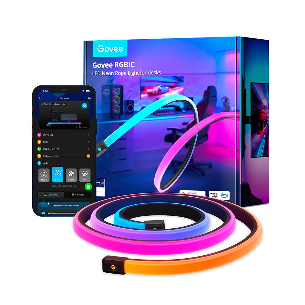 LUZ LED GOVEE TIRA NEÓN GAMER RGBIC AJUSTABLE ESCRITORIO H61C3 - 1