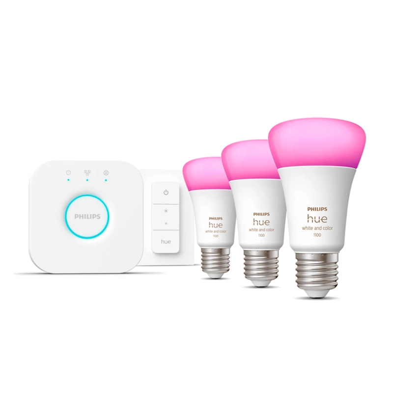 KIT DE INICIO PHILIPS HUE AMBIANCE KIT 3 AMPOLLETAS E27 + 1 DIMMER + BRIDGE - 1