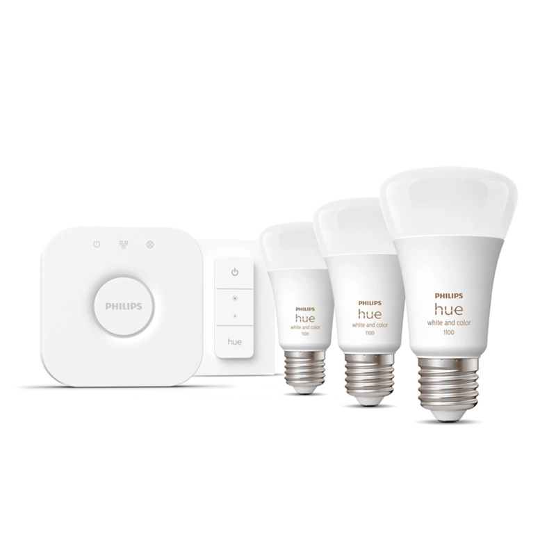 KIT DE INICIO PHILIPS HUE AMBIANCE KIT 3 AMPOLLETAS E27 + 1 DIMMER + BRIDGE - 3