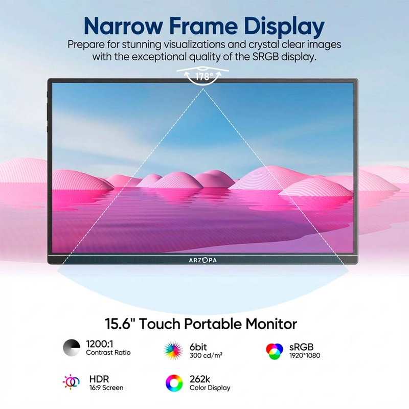 MONITOR PORTATIL A1T TOUCH ARZOPA 15,6” IPS 1080P FHD - 8