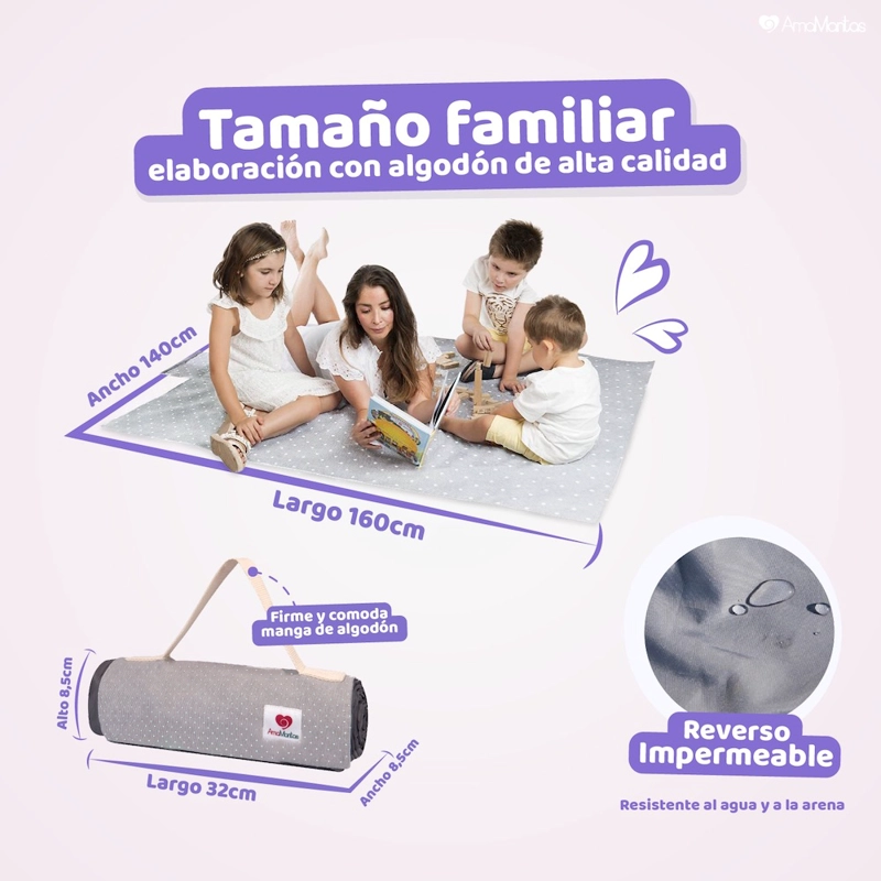 MANTA SUAVE E IMPERMEABLE PICNIC, PASEO Y JUEGO NIÑA - 4