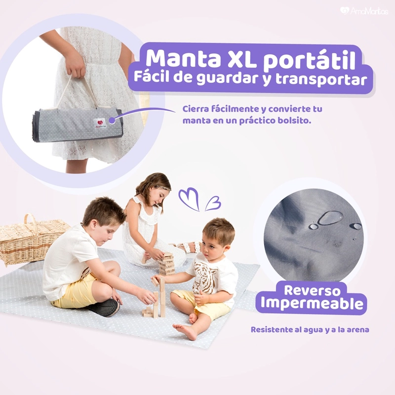 MANTA SUAVE E IMPERMEABLE PICNIC, PASEO Y JUEGO NIÑA - 5