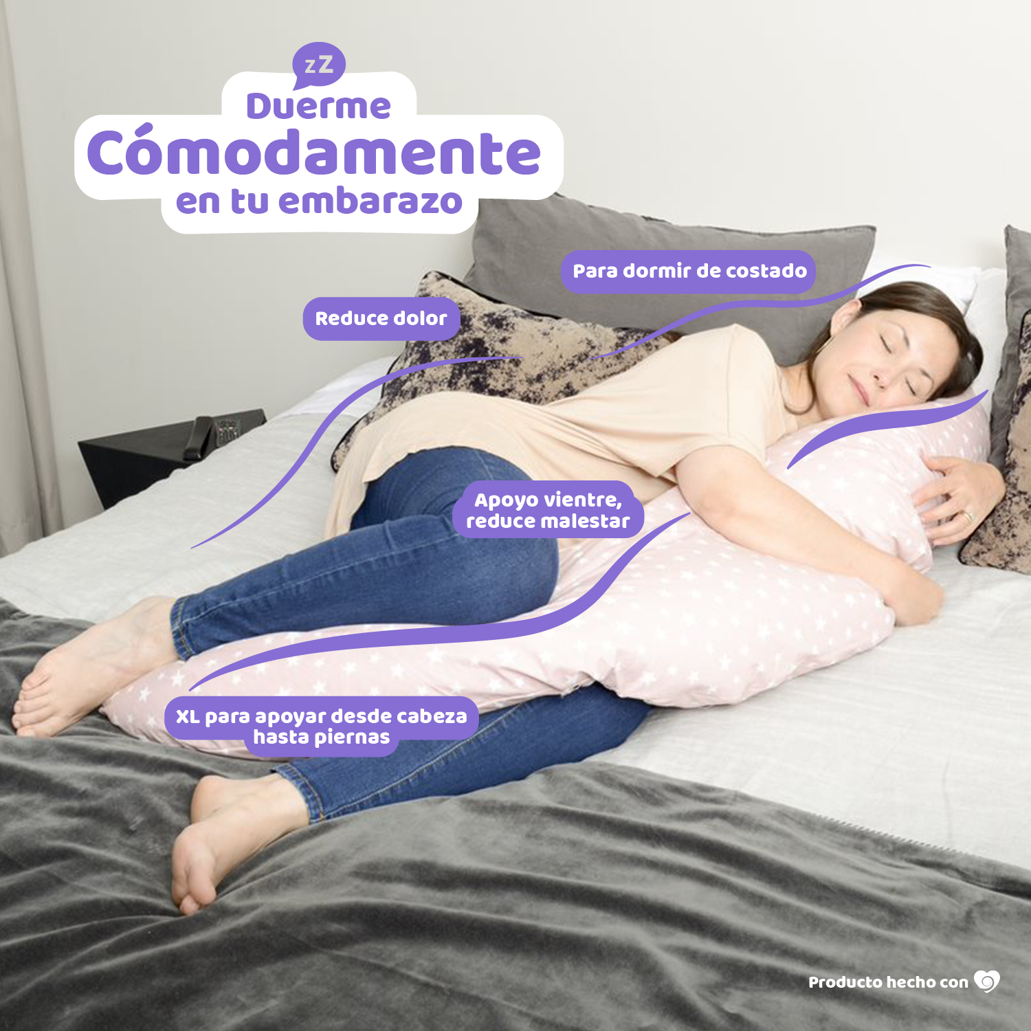 COJÍN AMAMANTAS MULTIFUNCIONAL MATERNAL ALGODÓN ROSA MICROPERLAS - 4