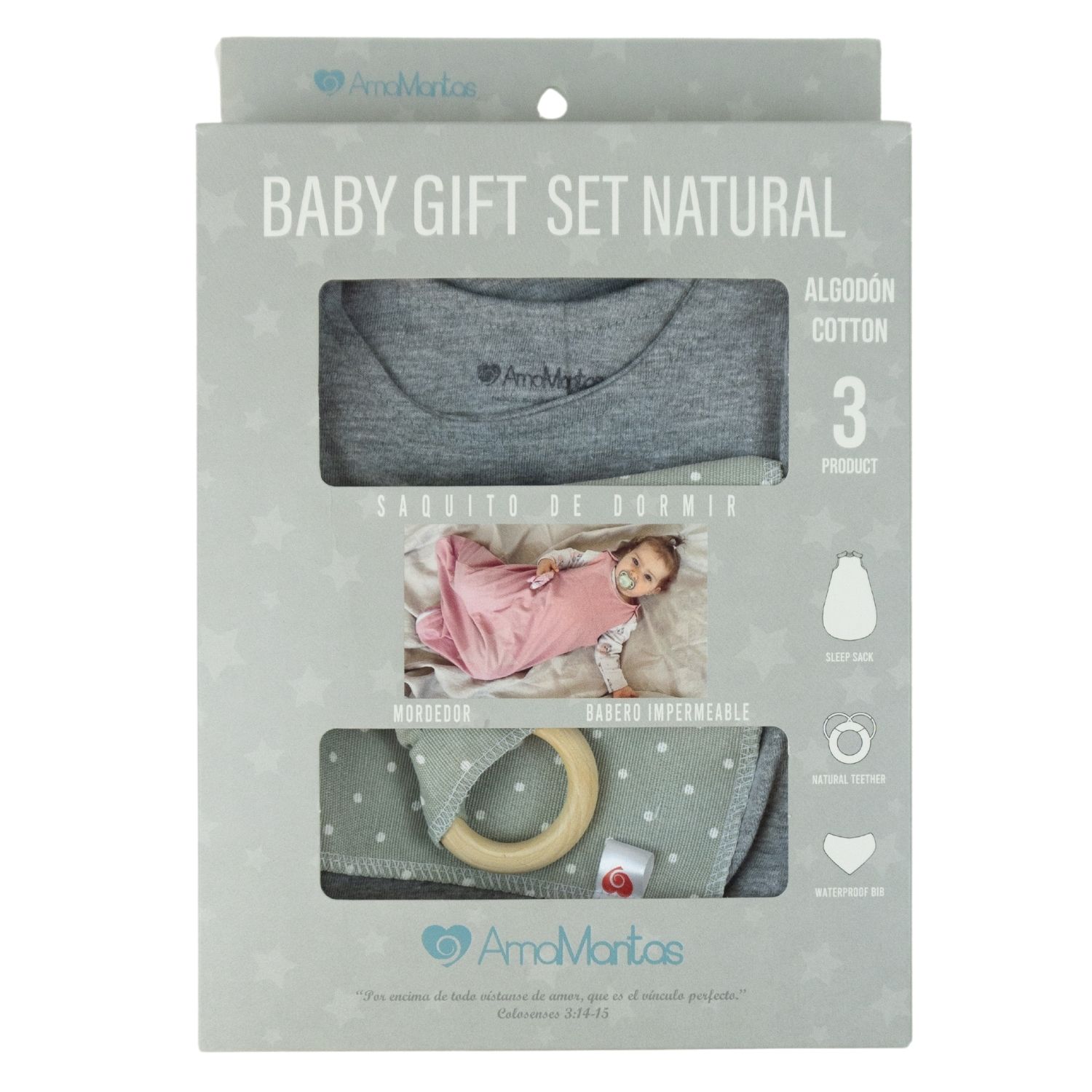 BABY GIFT SET NATURAL SAQUITO GRIS - 1