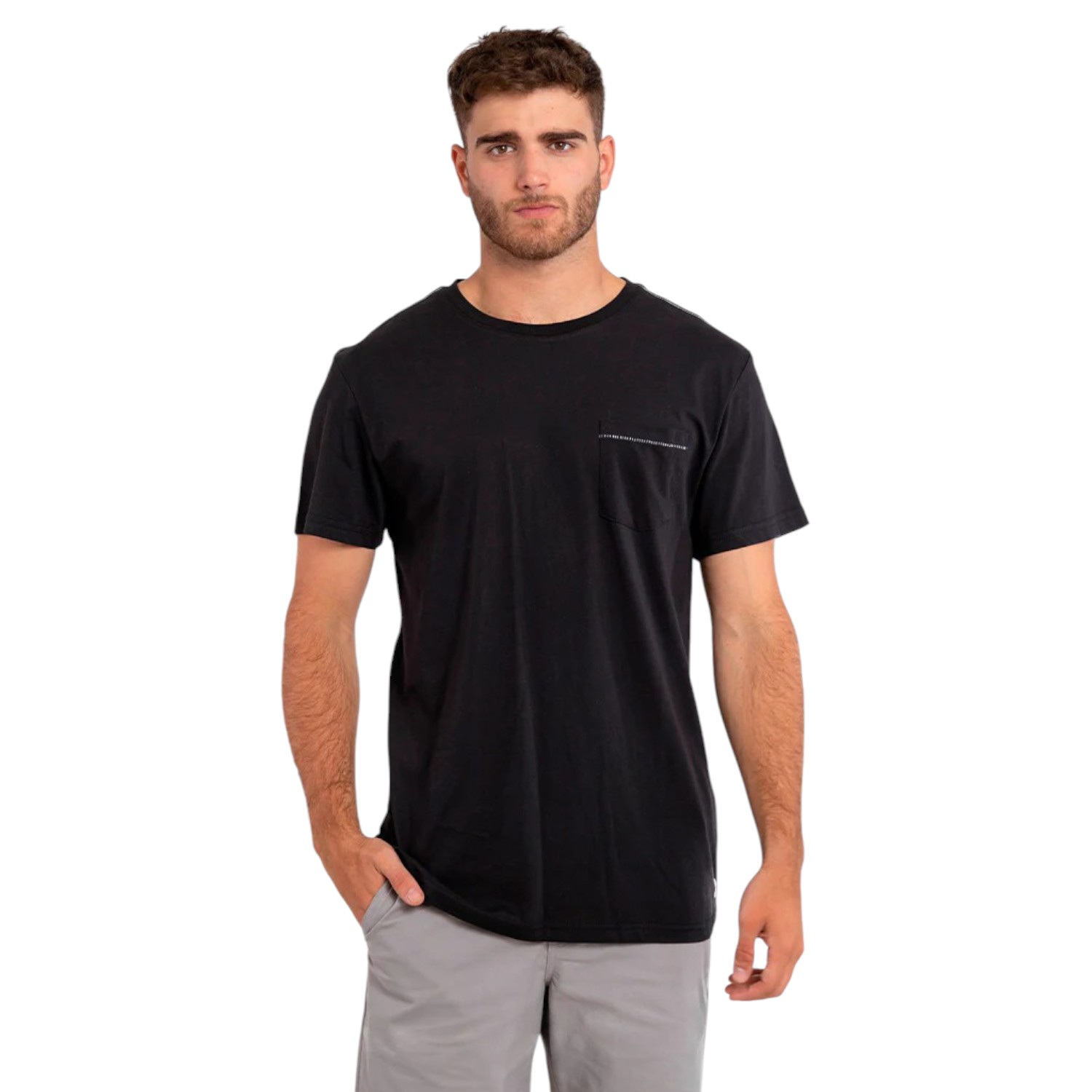 POLERA ORGÁNICA CON BOLSILLO NEGRO HOMBRE FALCONE - 1