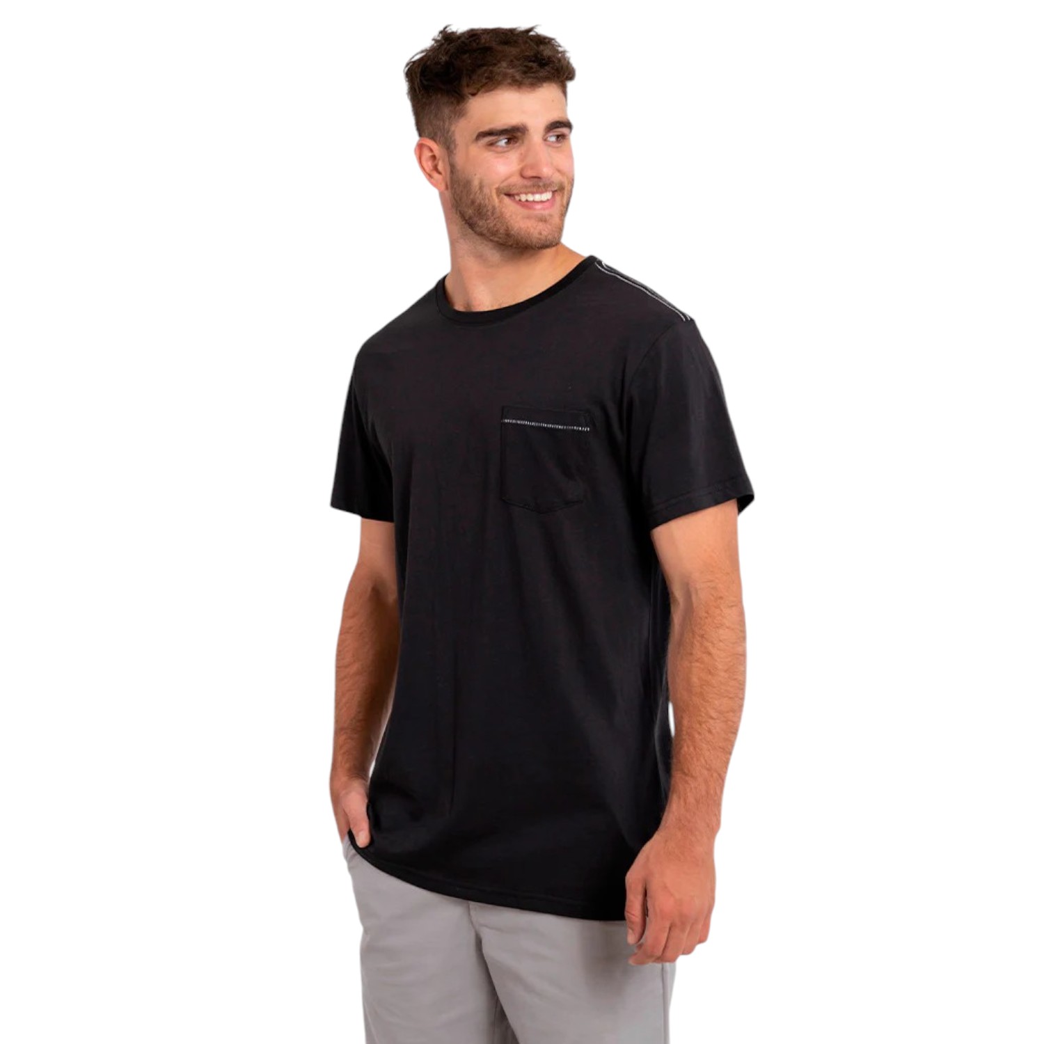 POLERA ORGÁNICA CON BOLSILLO NEGRO HOMBRE FALCONE - 2
