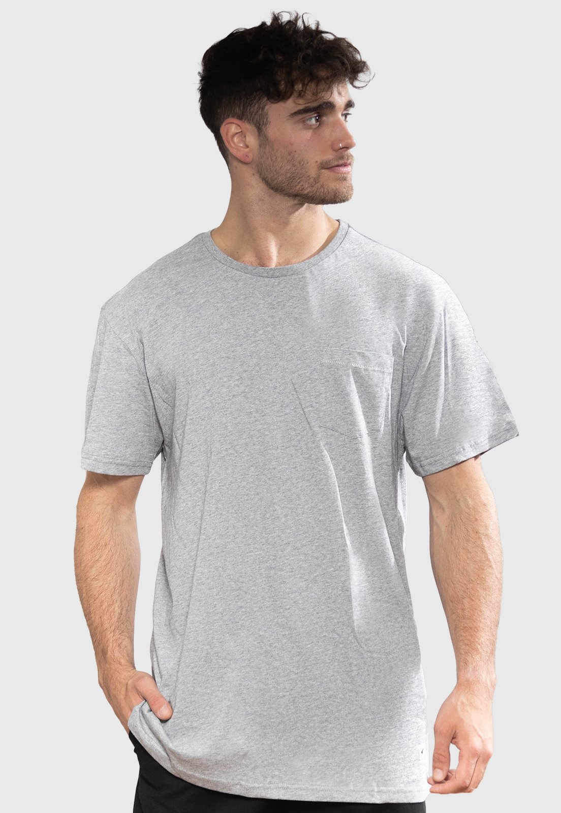 POLERA ORGÁNICA CON BOLSILLO GRIS CLARO HOMBRE FALCONE - 1