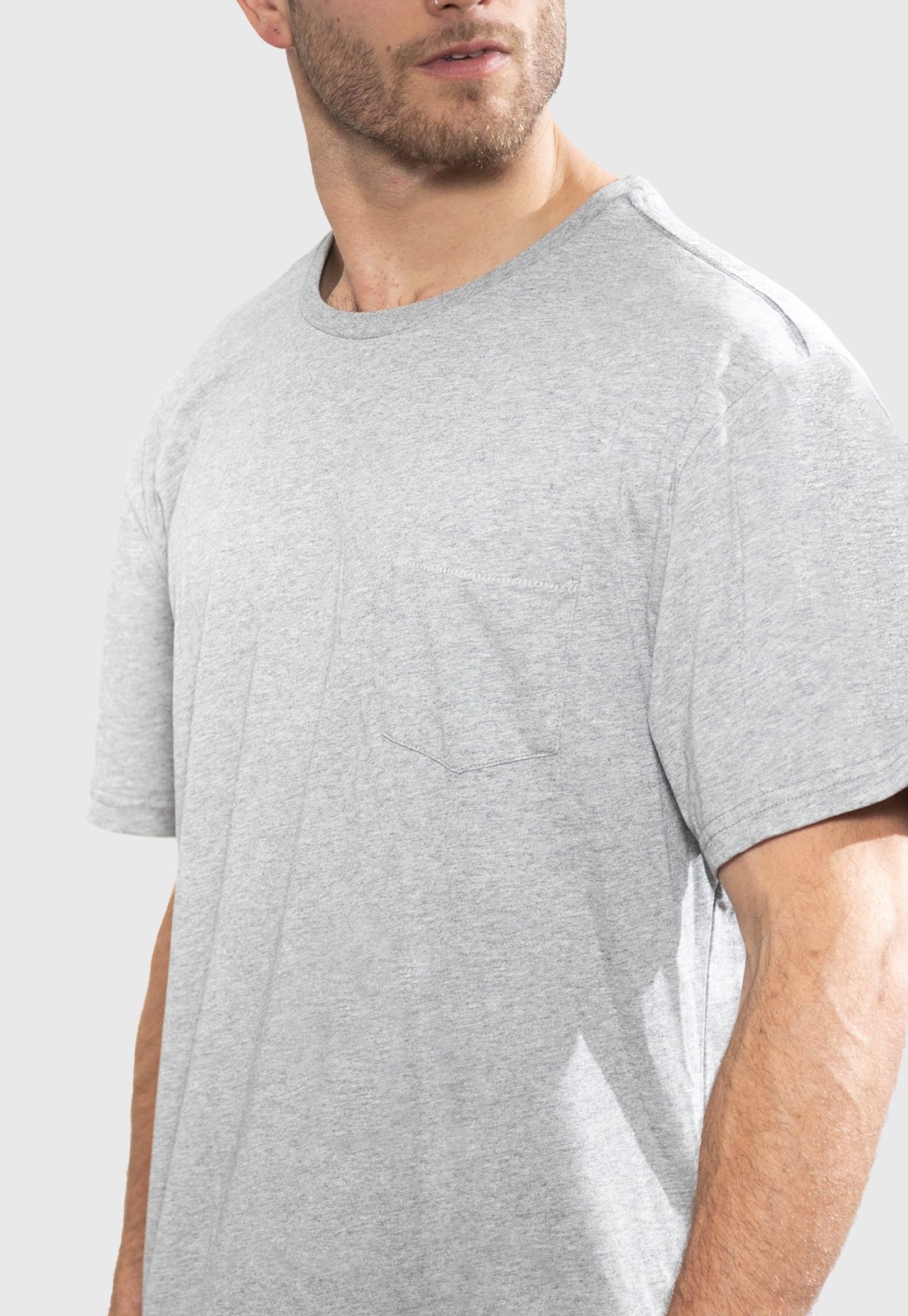 POLERA ORGÁNICA CON BOLSILLO GRIS CLARO HOMBRE FALCONE - 2