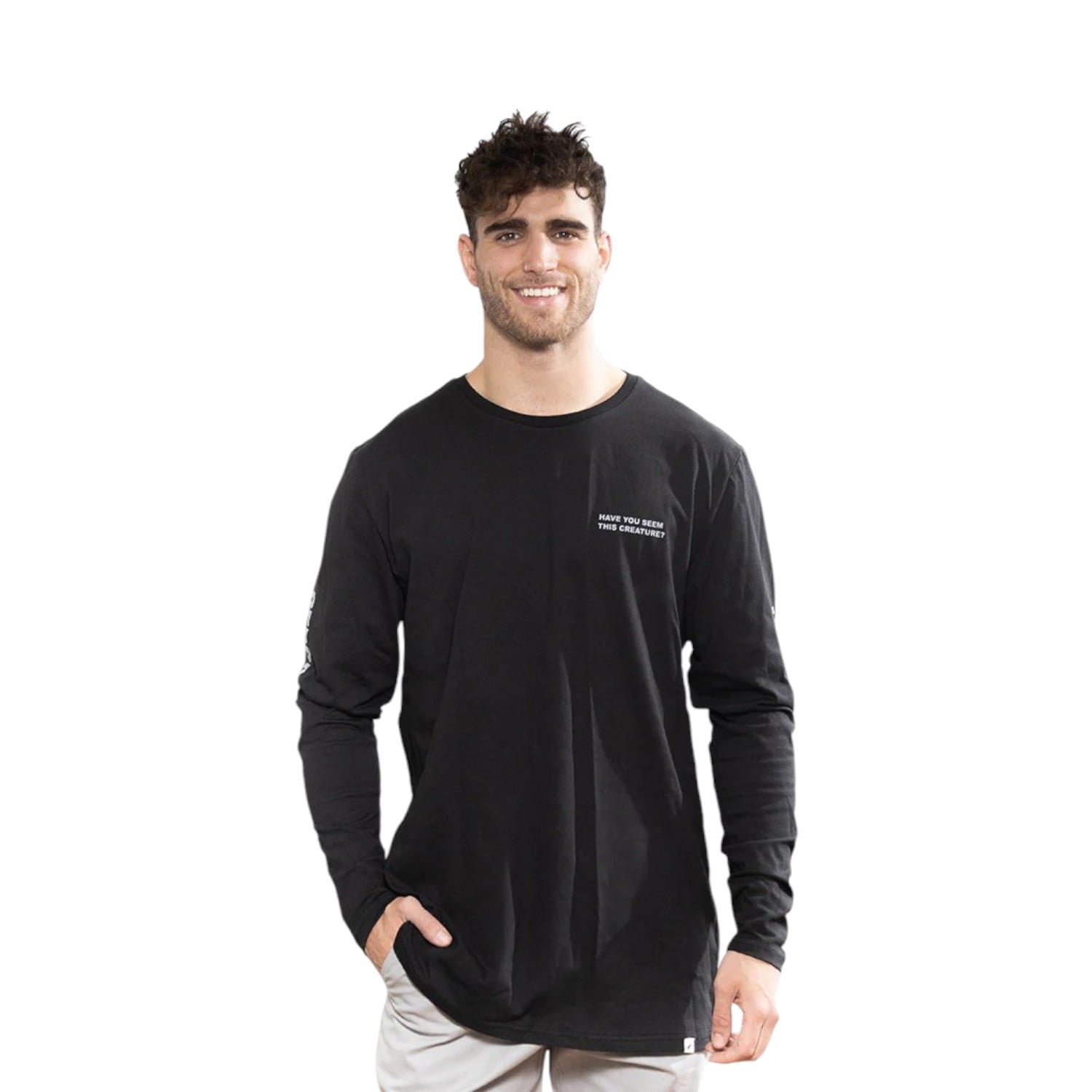 POLERA MANGA LARGA ALGODÓN HOMBRE FALCONE NEGRO ORGÁNICA LAKE CREATURE - 1