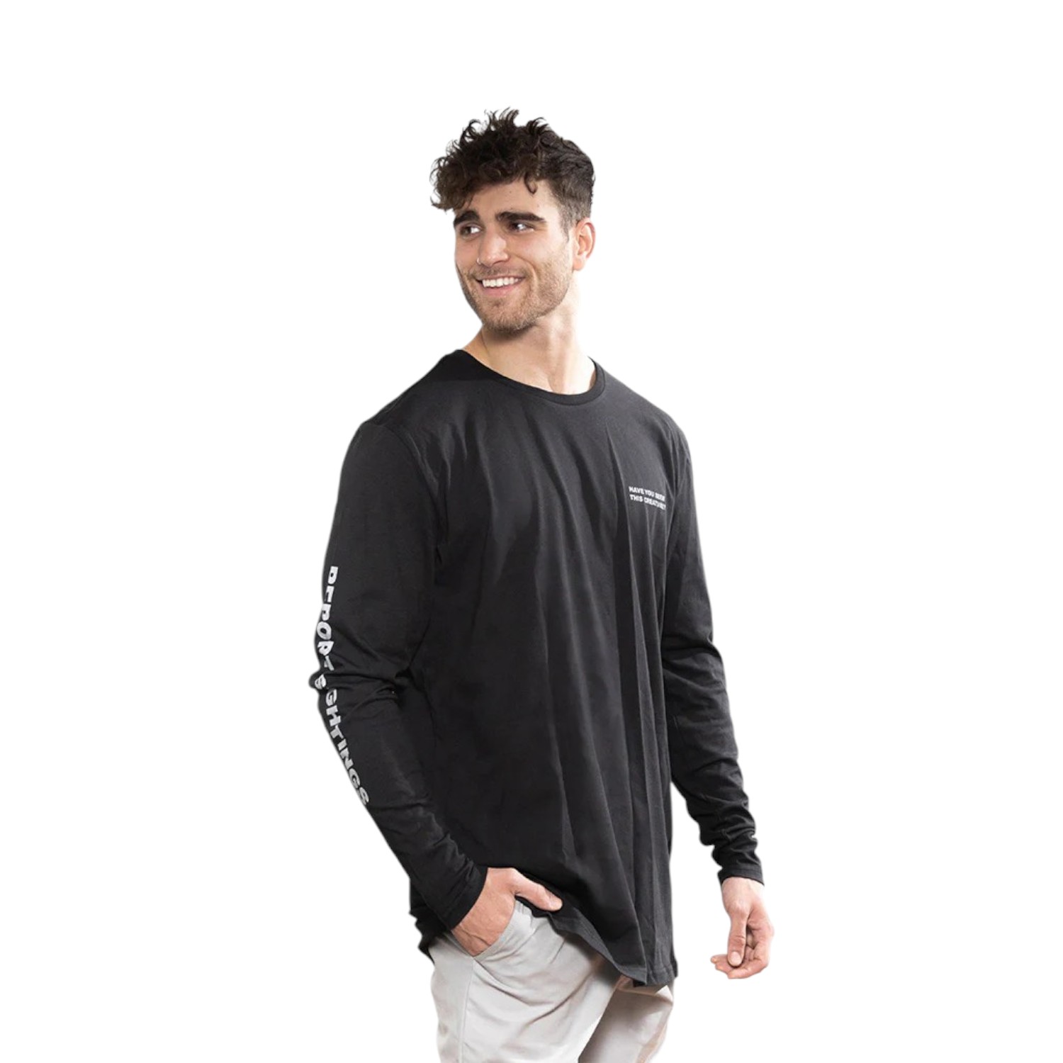 POLERA MANGA LARGA ALGODÓN HOMBRE FALCONE NEGRO ORGÁNICA LAKE CREATURE - 2