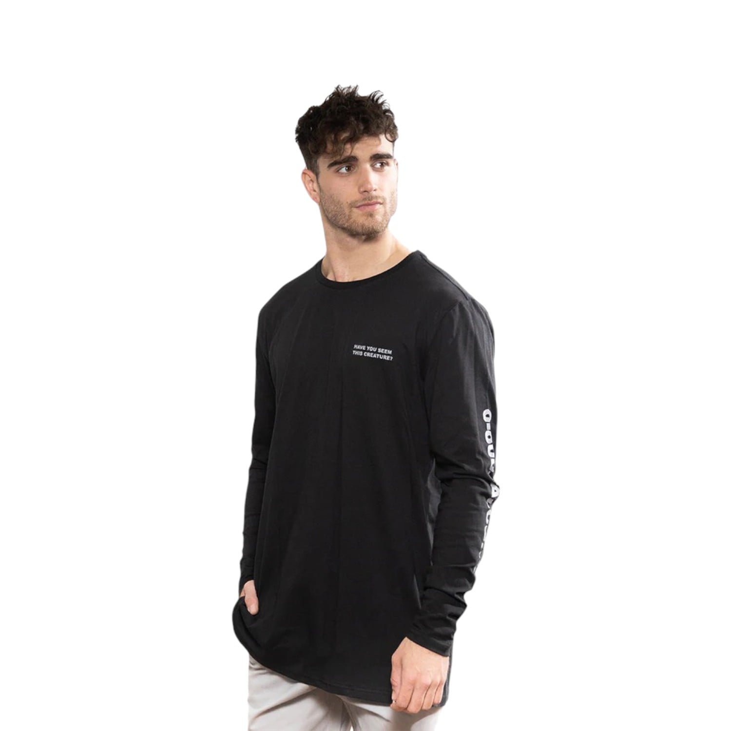 POLERA MANGA LARGA ALGODÓN HOMBRE FALCONE NEGRO ORGÁNICA LAKE CREATURE - 3