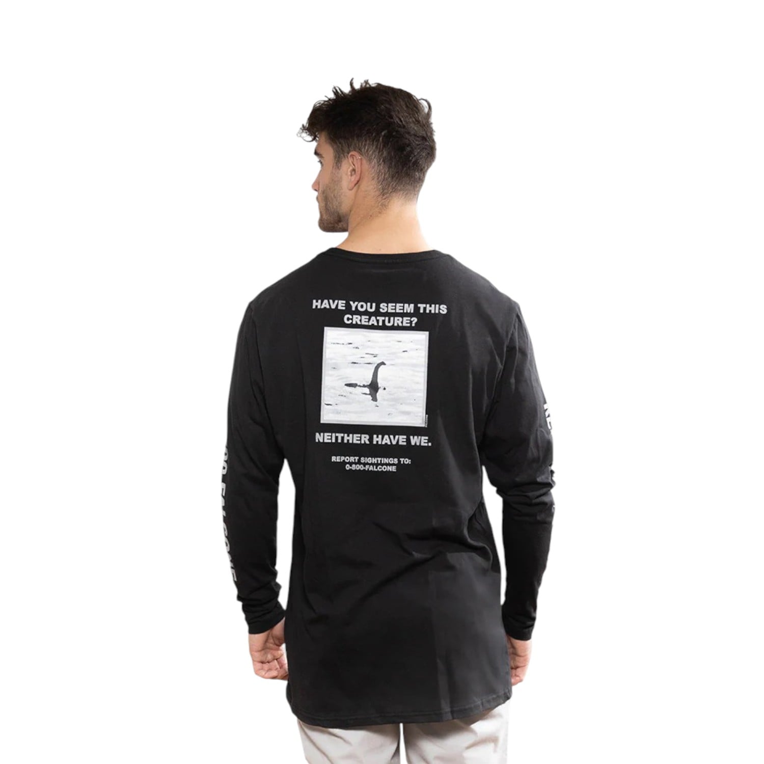 POLERA MANGA LARGA ALGODÓN HOMBRE FALCONE NEGRO ORGÁNICA LAKE CREATURE - 4