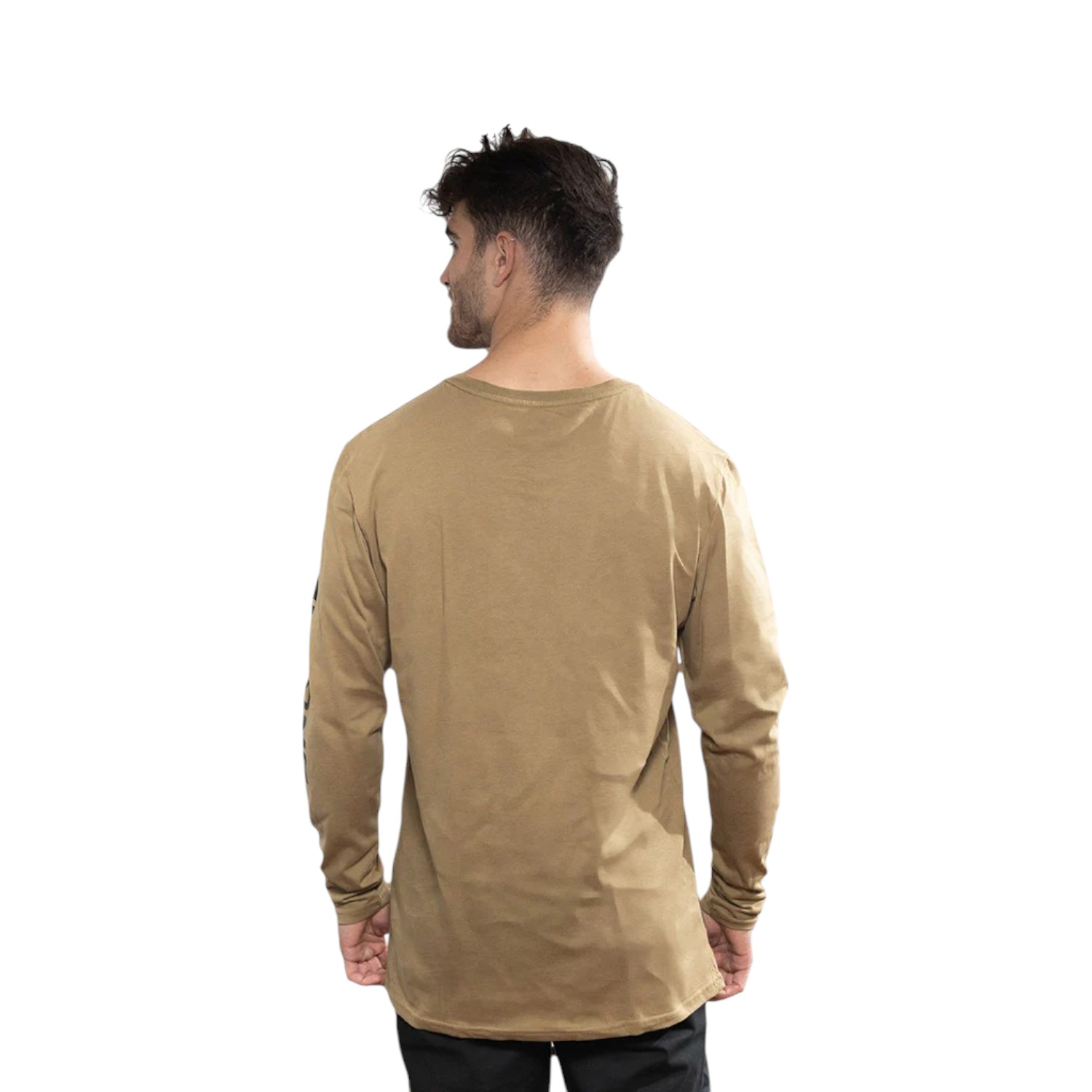 POLERA MANGA LARGA ALGODÓN HOMBRE FALCONE VERDE ORGÁNICA VERTICAL LOGO - 3