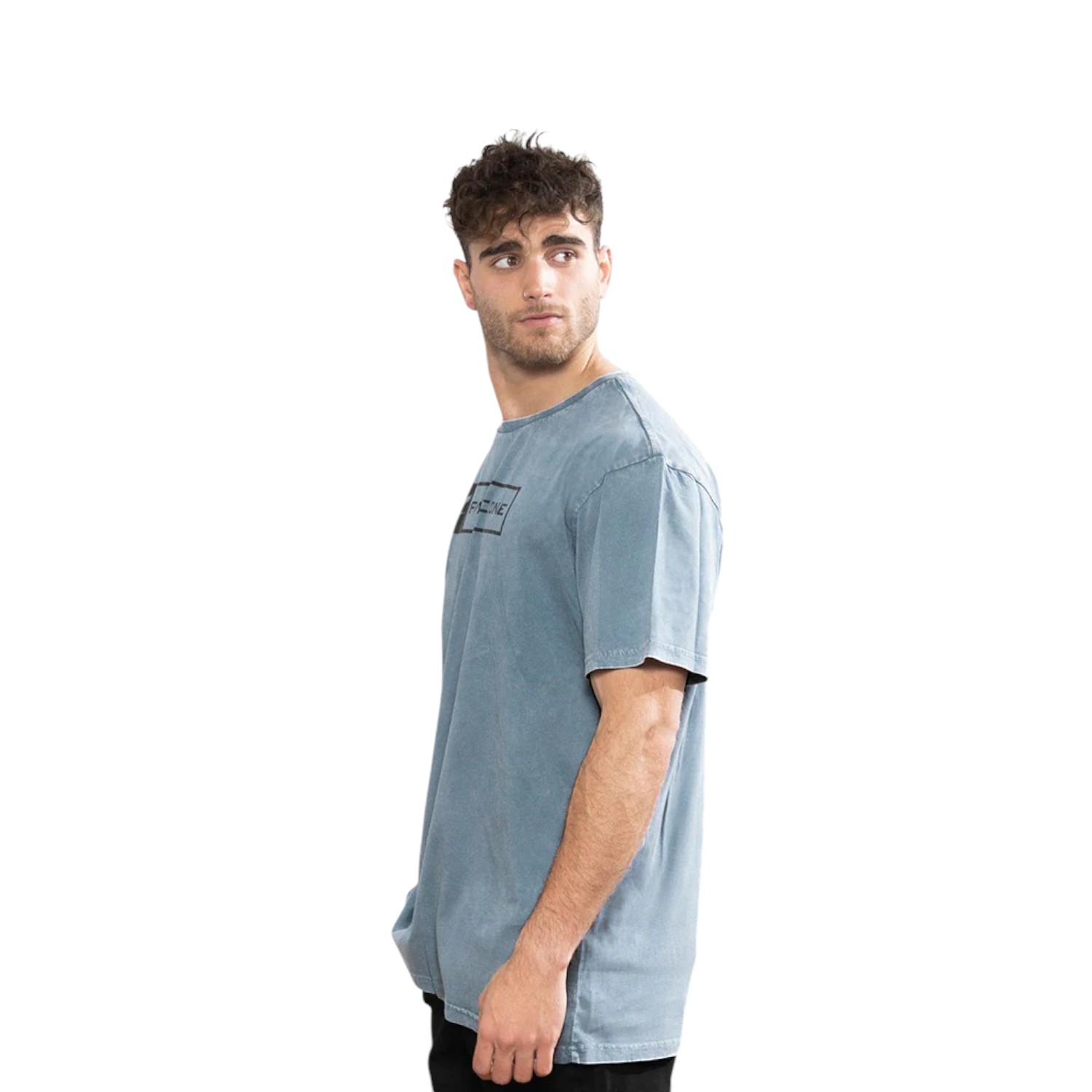 POLERA ORGÁNICA ACID-WASH RECTANGULAR LOGO AZUL HOMBRE FALCONE - 2