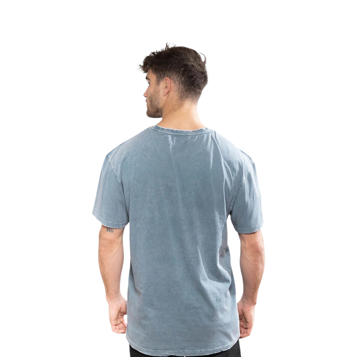POLERA ORGÁNICA ACID-WASH RECTANGULAR LOGO AZUL HOMBRE FALCONE - 3
