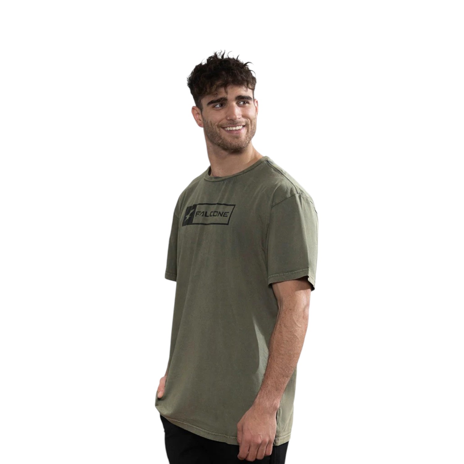 POLERA ORGÁNICA ACID-WASH RECTANGULAR LOGO VERDE HOMBRE FALCONE - 2