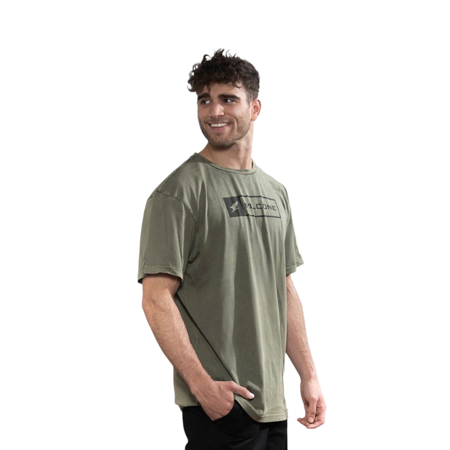POLERA ORGÁNICA ACID-WASH RECTANGULAR LOGO VERDE HOMBRE FALCONE - 3