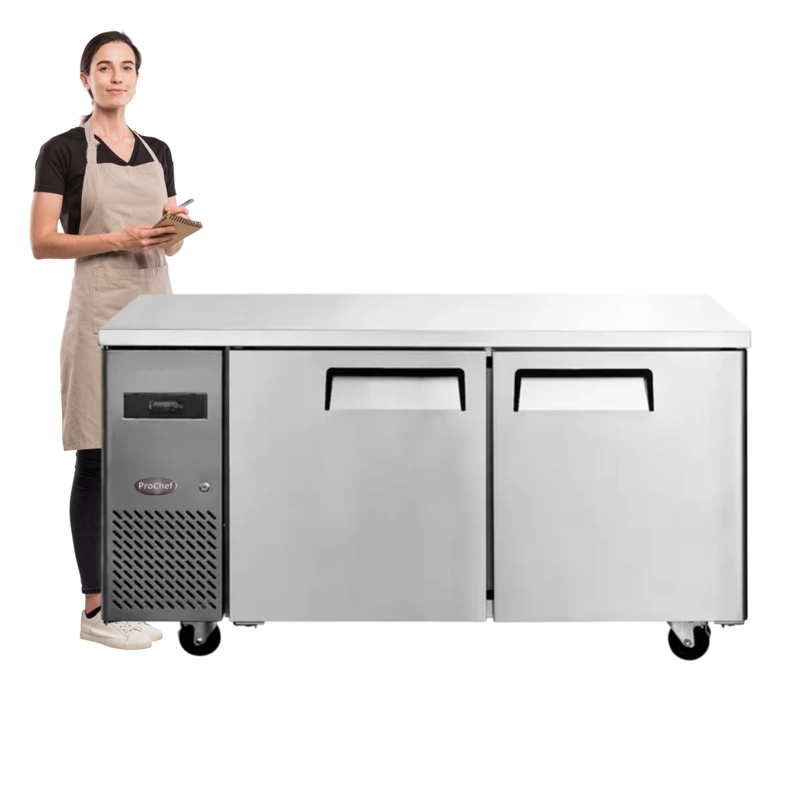 FREEZER INDUSTRIAL PROCHEF 400 L ACERO INOXIDABLE 150 CM MESON REFRIGERADO 2 PUERTAS - 2
