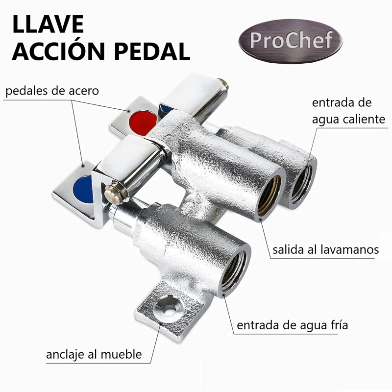 LLAVE ACCION PEDAL PARA LAVAMANOS INDUSTRIAL - 4