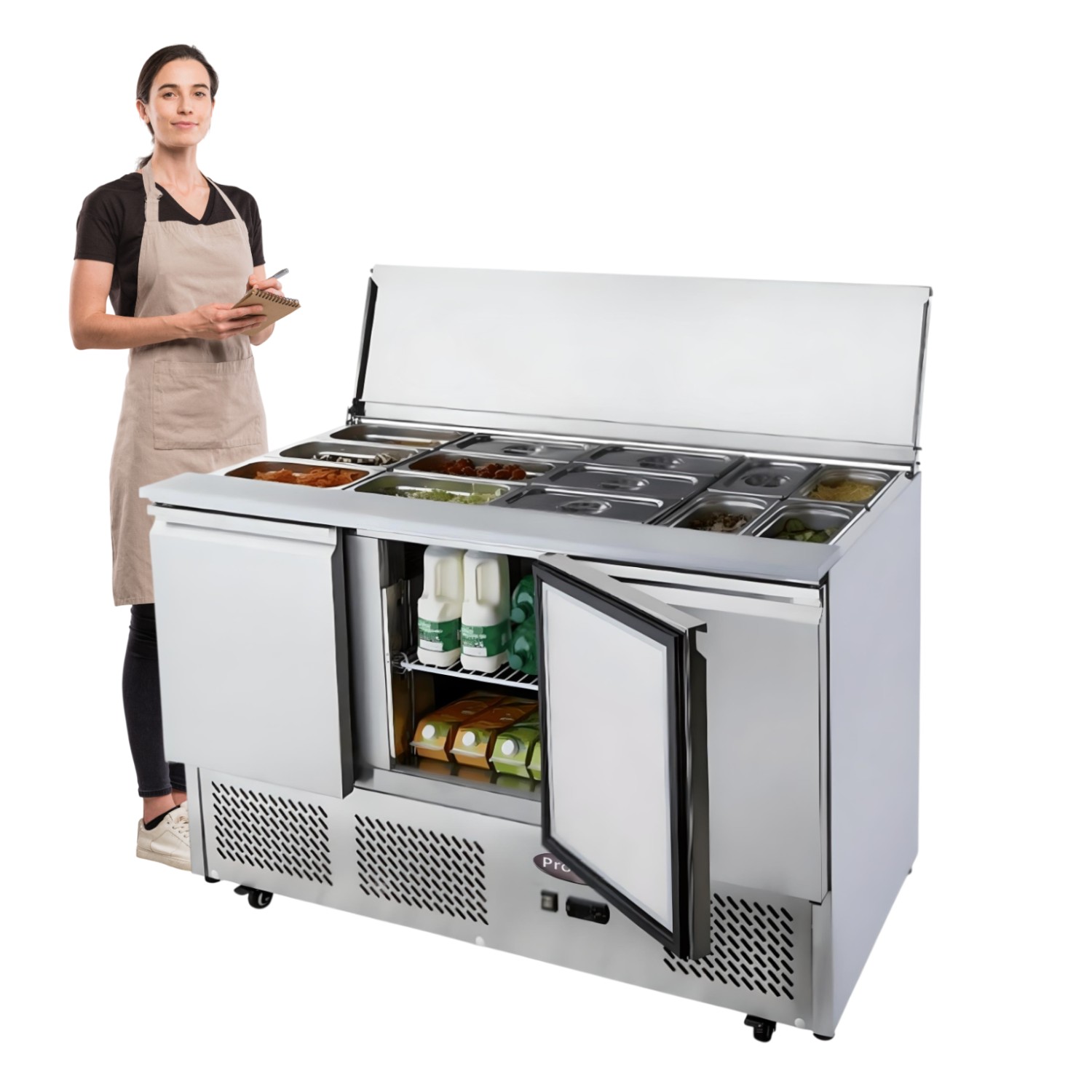 FREEZER INDUSTRIAL PROCHEF ESL3850 380 L ACERO INOXIDABLE 137 CM MESON REFRIGERADO SALADETTE - 2