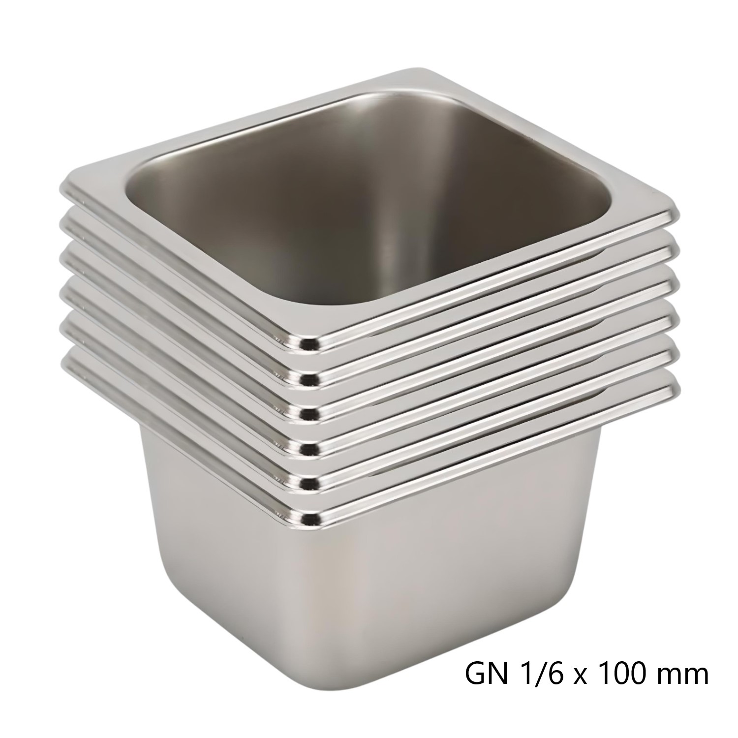 DEPOSITO GASTRONOMICO GN 1/6 X 100 MM ACERO INOX. PACK 6 UN. - 6