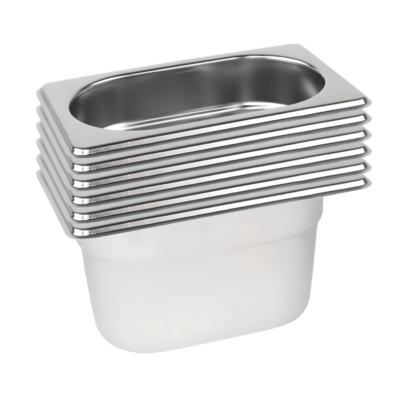 DEPOSITO GASTRONOMICO GN 1/9 X 100 MM ACERO INOX. PACK 6 UN.
