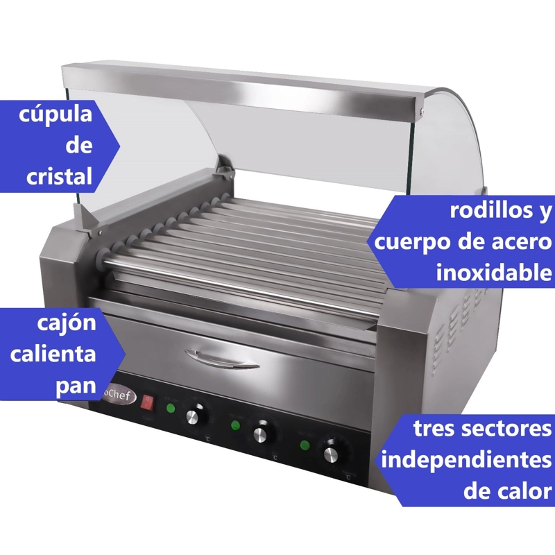 ROLLER PROCHEF HOT DOGS 9 RODILLOS MANTENEDOR PAN - 5
