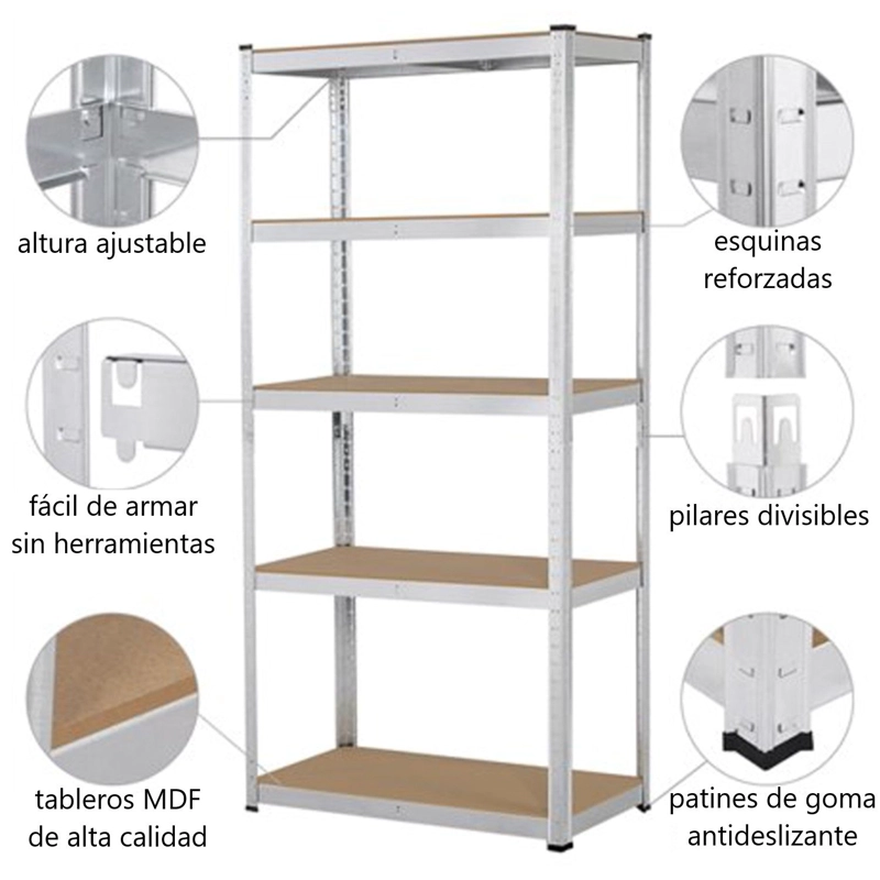 ESTANTE ACERO GALVANIZADO 70X30X150 CM. CAP 875 KG - 8