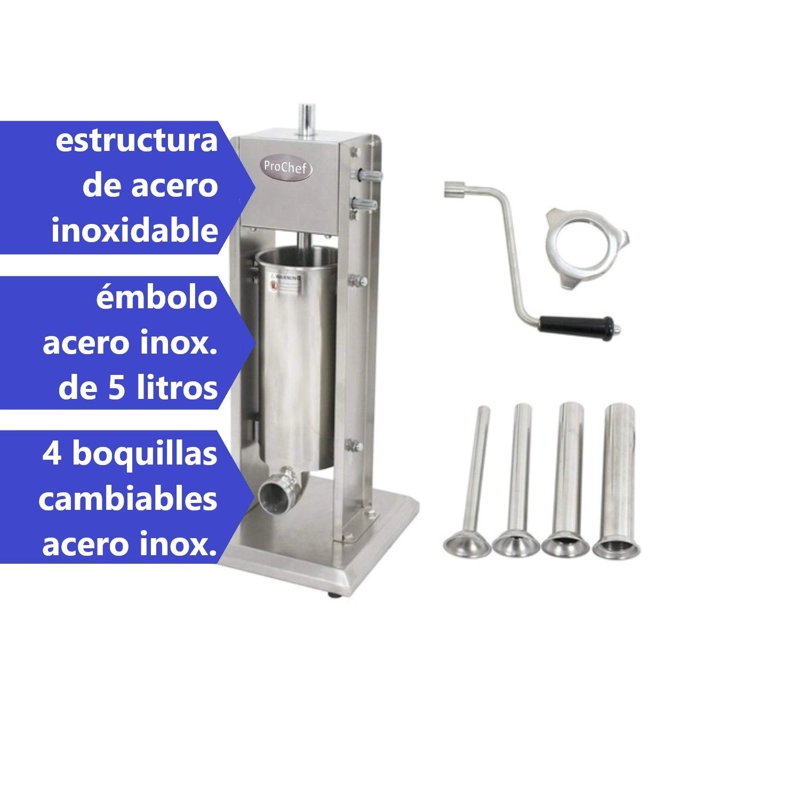 EMBUTIDORA VERTICAL 5 LITROS PROCHEF LINEA MANUAL - 3