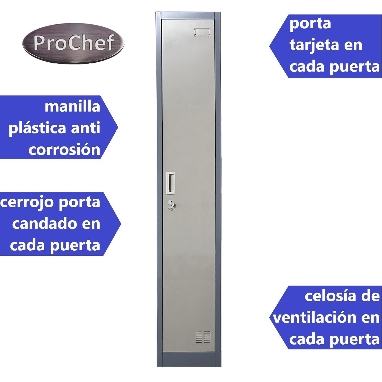LOCKER PROCHEF ACERO 1 PUERTA GRIS CASILLERO METALICO 1 CUERPO - 3