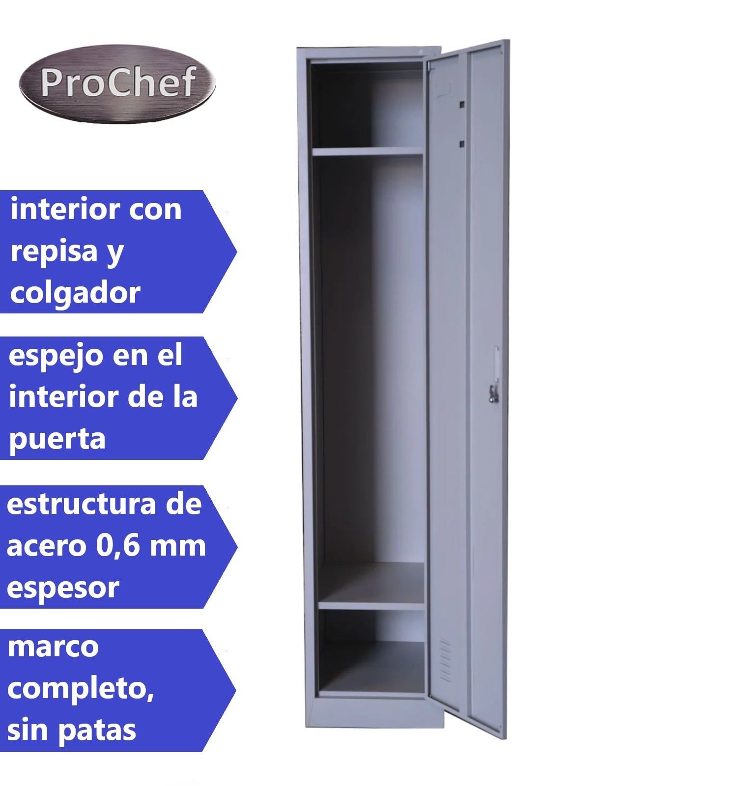 LOCKER PROCHEF ACERO 1 PUERTA GRIS CASILLERO METALICO 1 CUERPO - 4