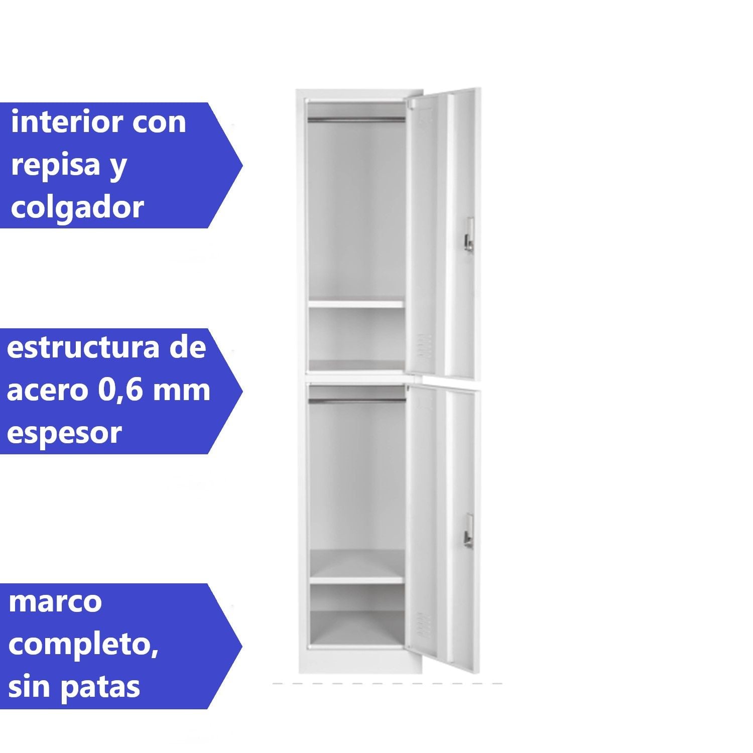 LOCKER PROCHEF ACERO 2 PUERTAS GRIS CASILLERO METALICO 1 CUERPO - 4