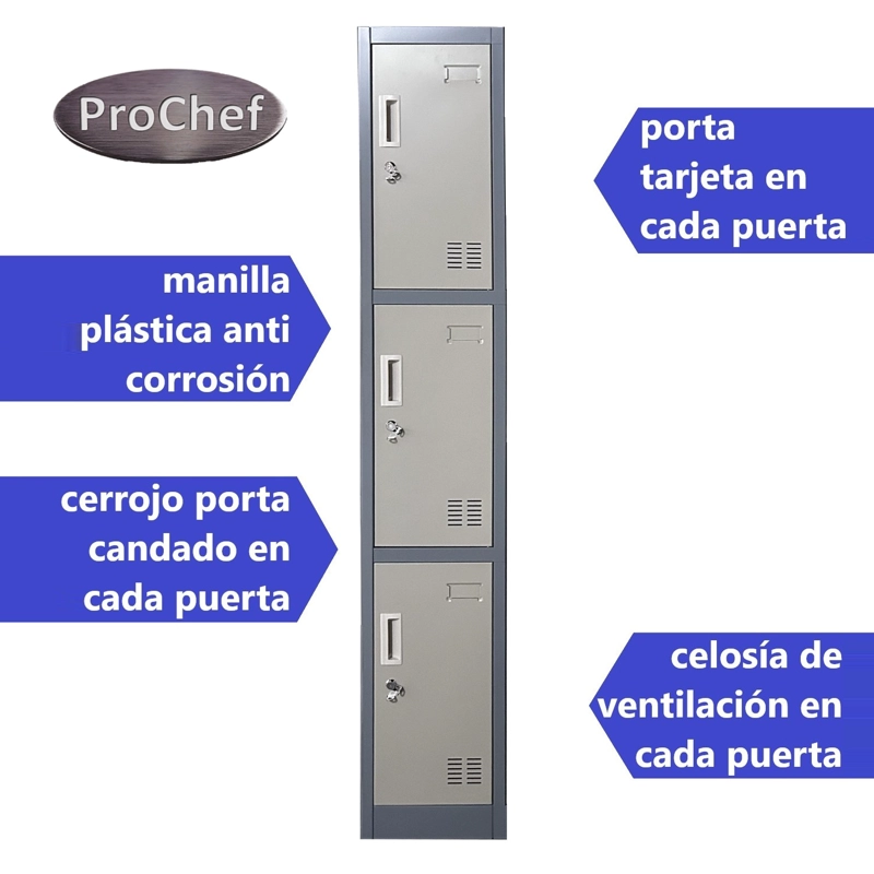 LOCKER CASILLERO METALICO 1 CUERPO 3 PUERTAS - 3
