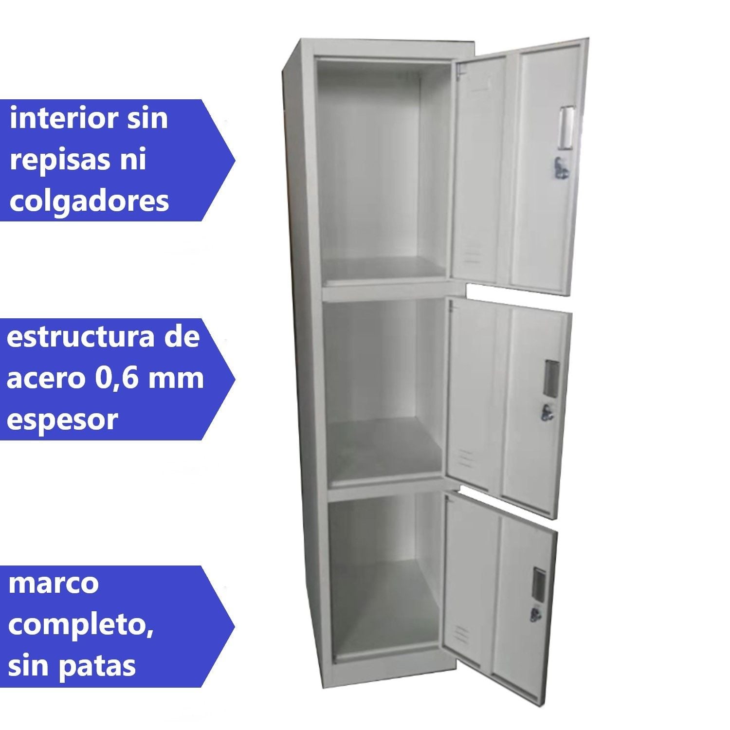 LOCKER CASILLERO METALICO 1 CUERPO 3 PUERTAS - 4