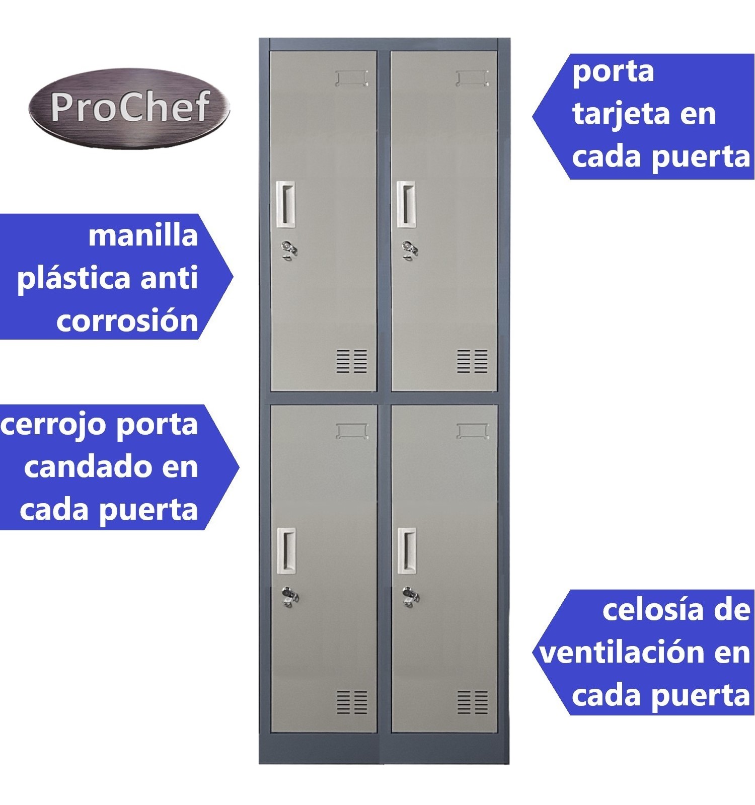 LOCKER CASILLERO METALICO 2 CUERPOS 4 PUERTAS - 3