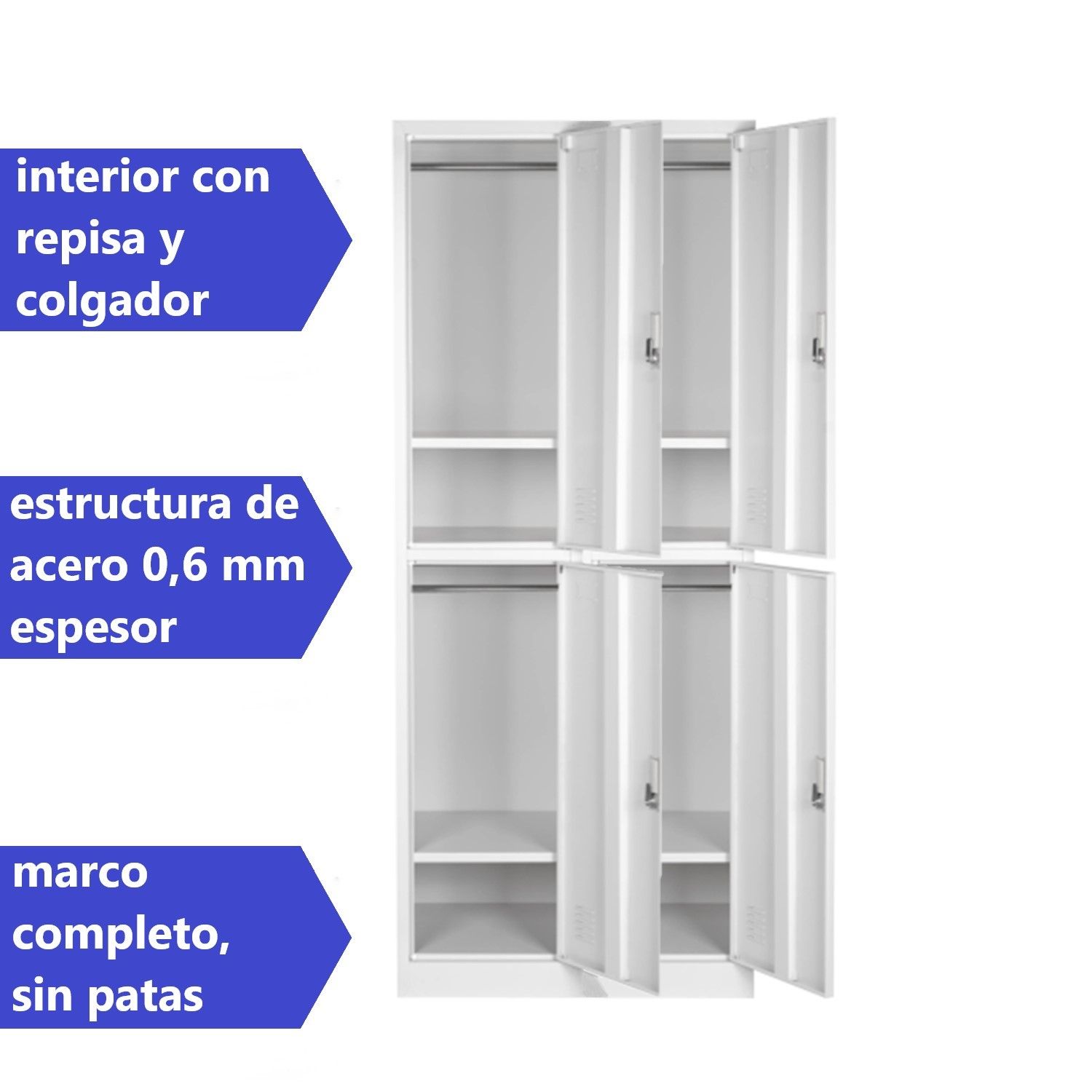 LOCKER CASILLERO METALICO 2 CUERPOS 4 PUERTAS - 4