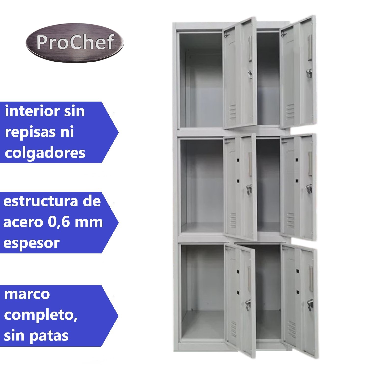 LOCKER CASILLERO METALICO 2 CUERPOS 6 PUERTAS - 4